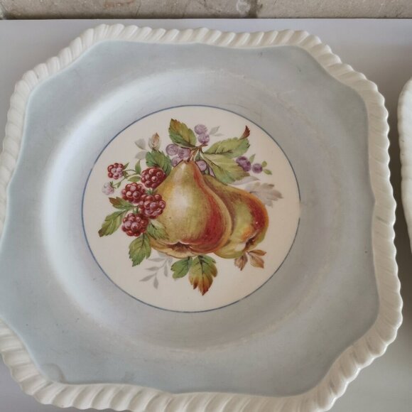 Johnson Bros Fruit Plates Vintage Set of 5 Pastels Square Rope Trim California - Picture 5 of 10